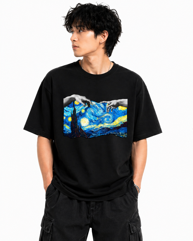 Van Gogh Starry Fusion Art Oversized Tee
