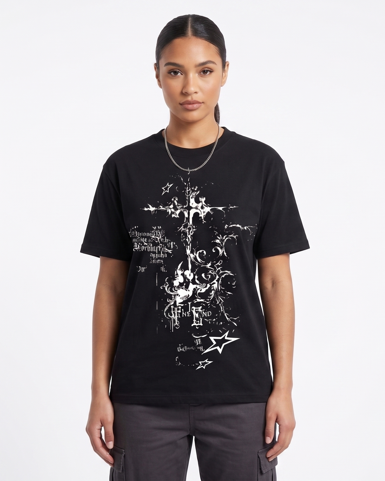 Black Gothic Oversized Graphic Tee