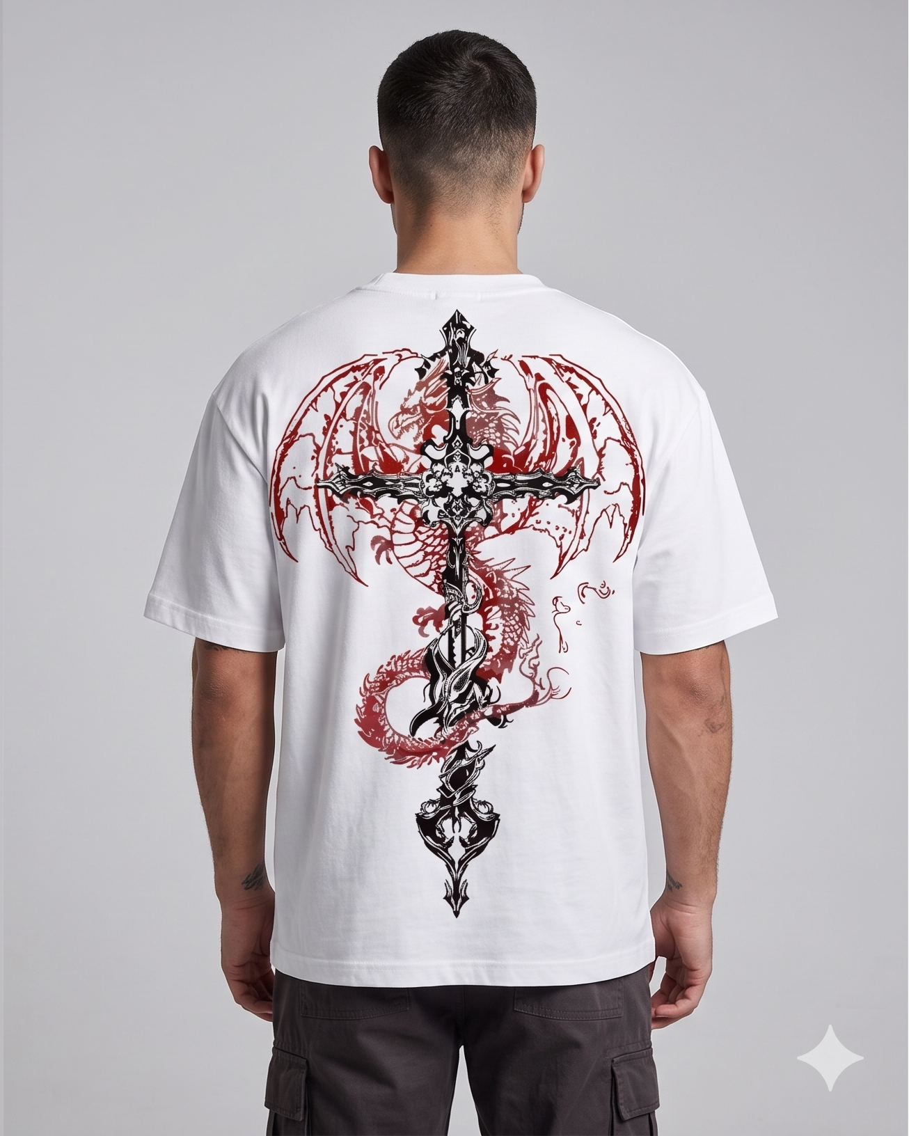 White Gothic Oversized Graphic Tee
