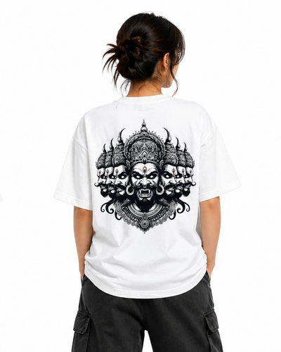 Raavanan White Oversized Graphic Tee