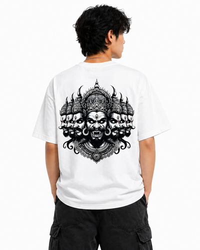 Raavanan White Oversized Graphic Tee