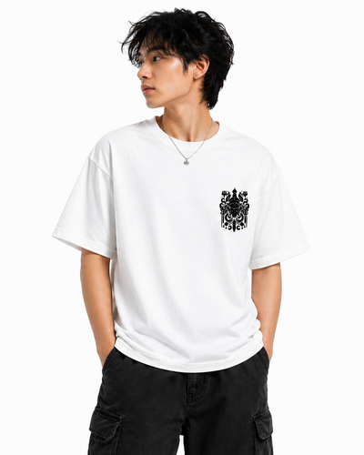 Raavanan White Oversized Graphic Tee