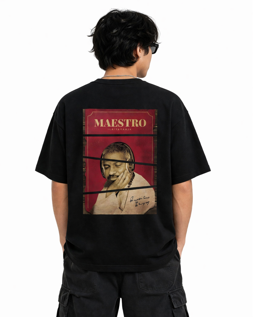 Black Maestro Raja Vintage Oversized Graphic Tee