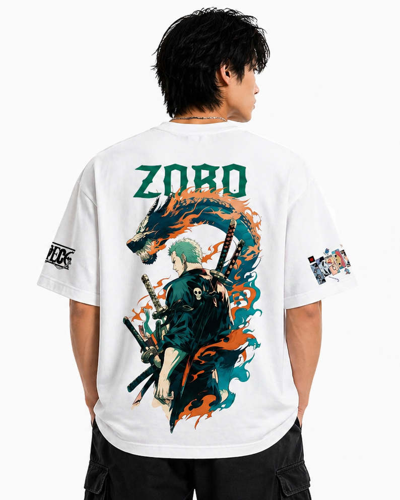 Zoro Dragon Flame Oversized Tee