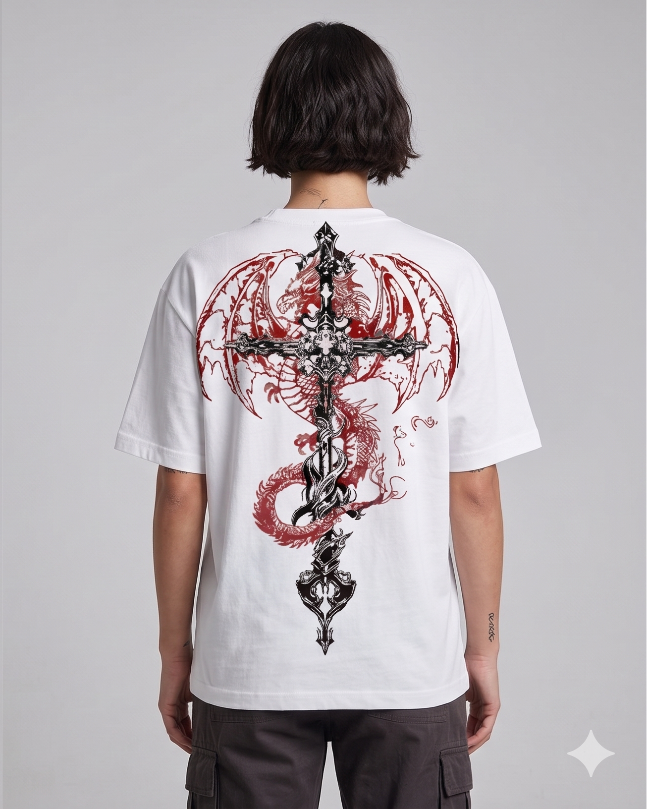 White Gothic Oversized Graphic Tee
