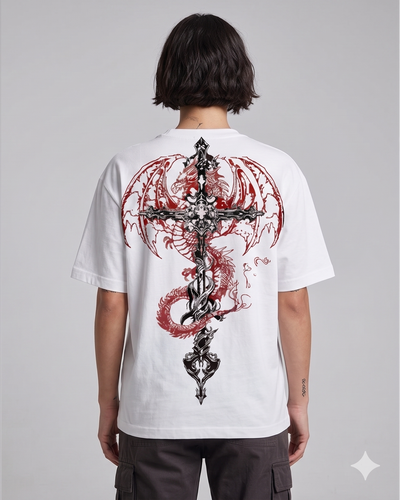 White Gothic Oversized Graphic Tee