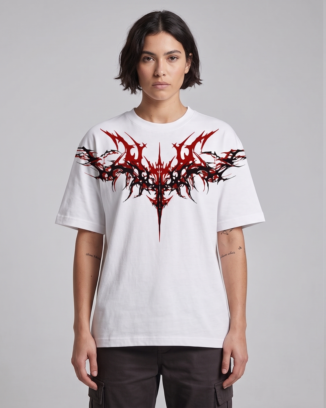 White Gothic Oversized Graphic Tee