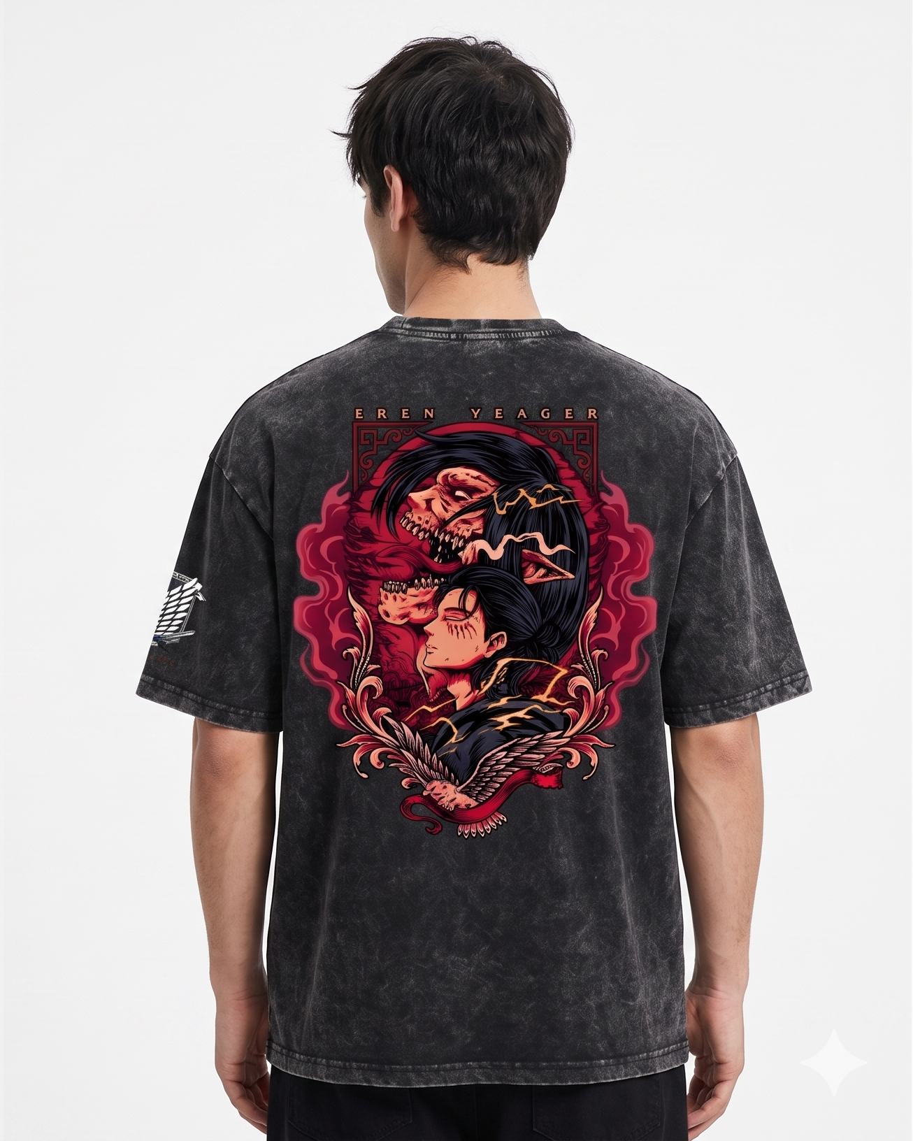 Eren Titan Vintage Wash Oversized Graphic Tee