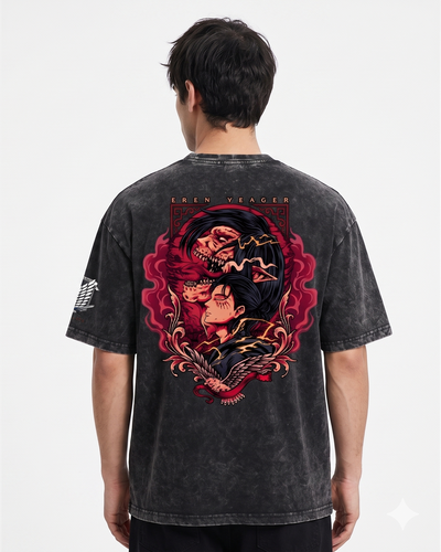 Eren Titan Vintage Wash Oversized Graphic Tee