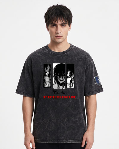 Eren Titan Vintage Wash Oversized Graphic Tee