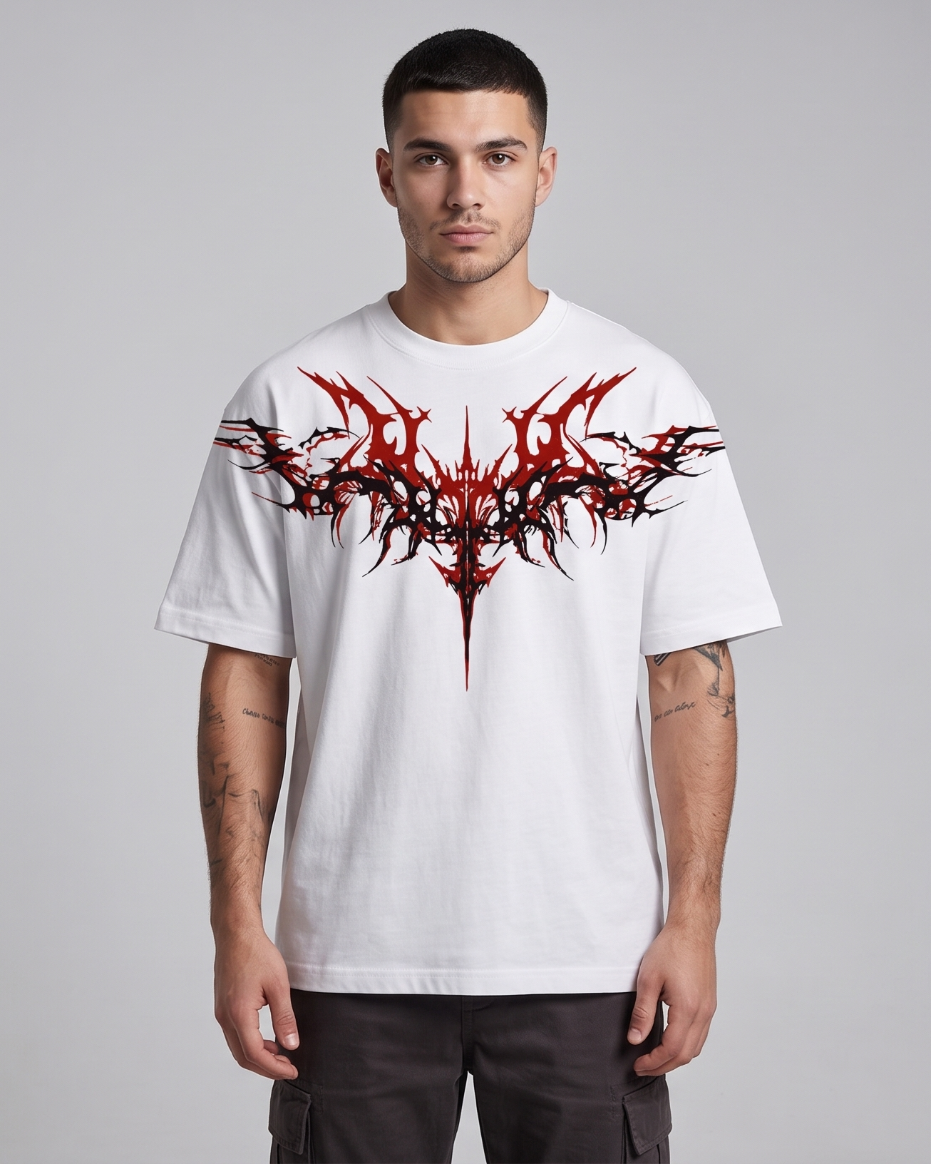 White Gothic Oversized Graphic Tee