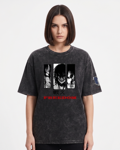 Eren Titan Vintage Wash Oversized Graphic Tee