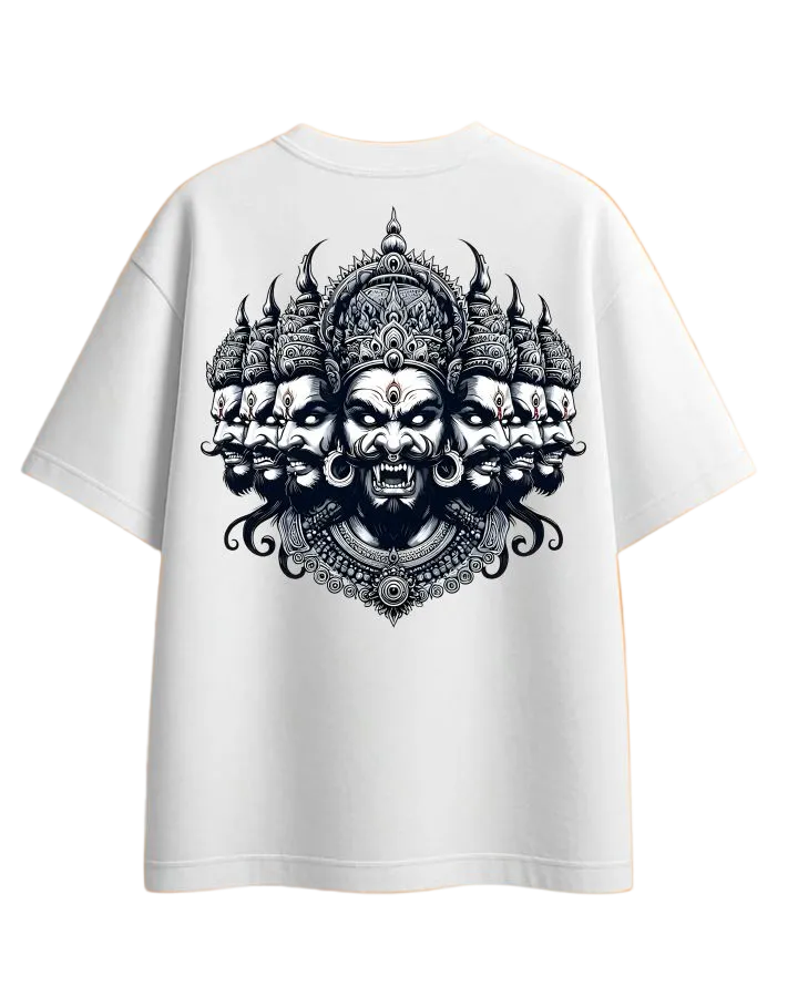 Raavanan White Oversized Graphic Tee